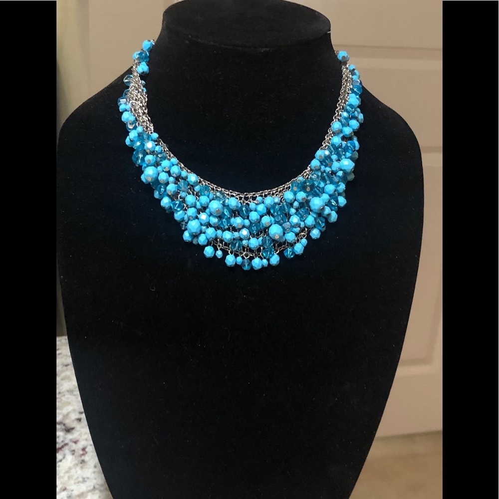 Turquoise beaded stainless steel necklace
